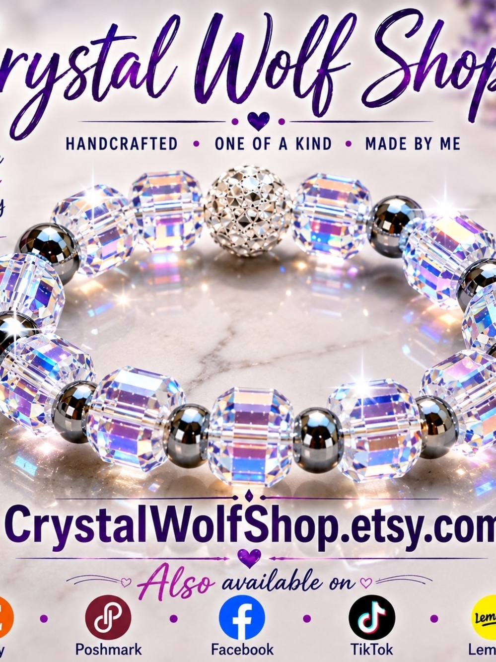 Iridescent Crystal & Silver Bead Bracelet